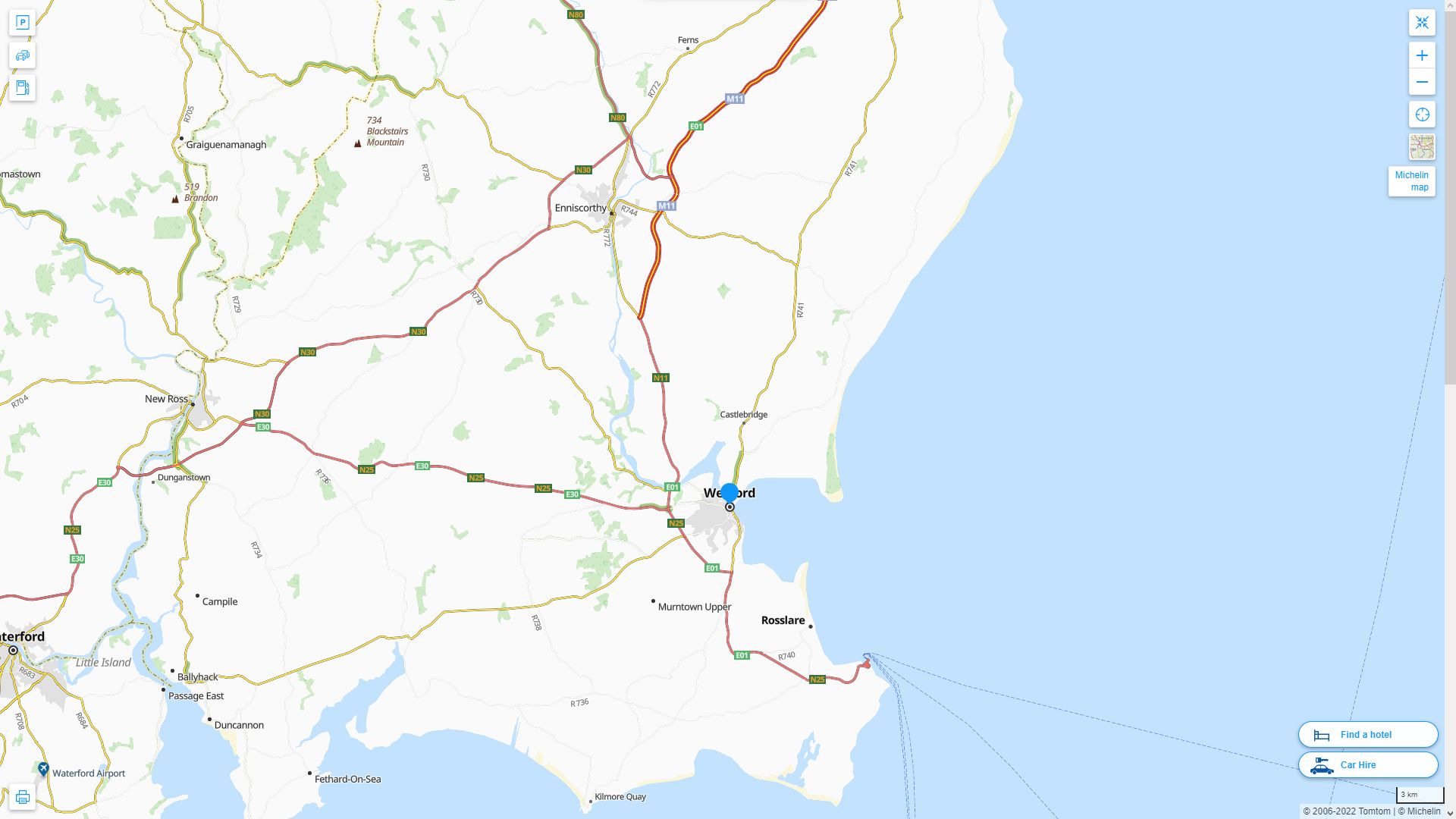 Wexford Irlande Autoroute et carte routiere